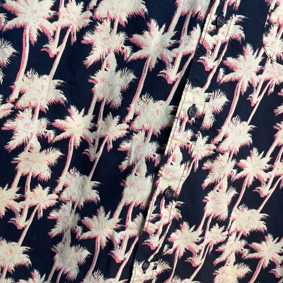 American Eagle Yellow Palm Tree Button Front Shirt Large - Picture 3 of 6